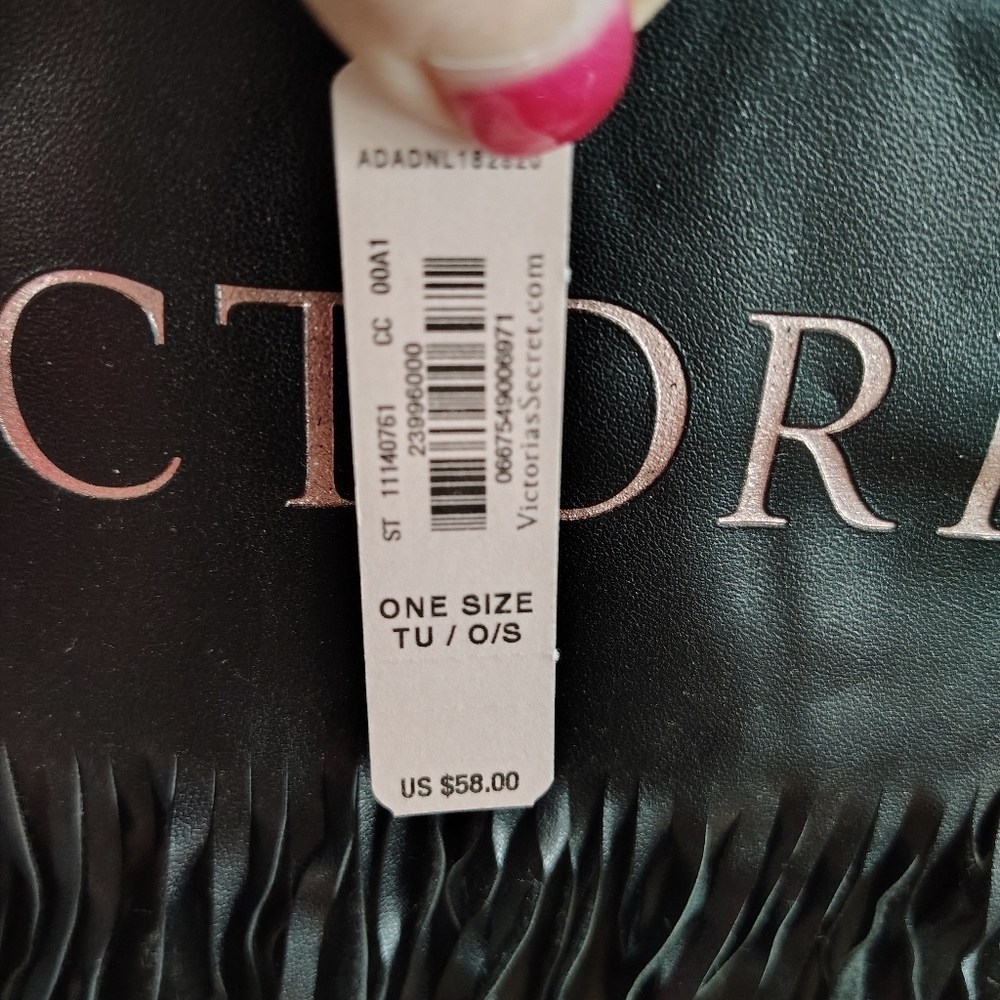 Victoria's Secret Love Victoria Black Fringe Tote Bag - Picture 3 of 9